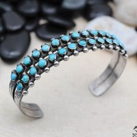 Vintage Southwestern Silver Turquoise Decorative Patterned Cuff Bracelet | Etsy (US)