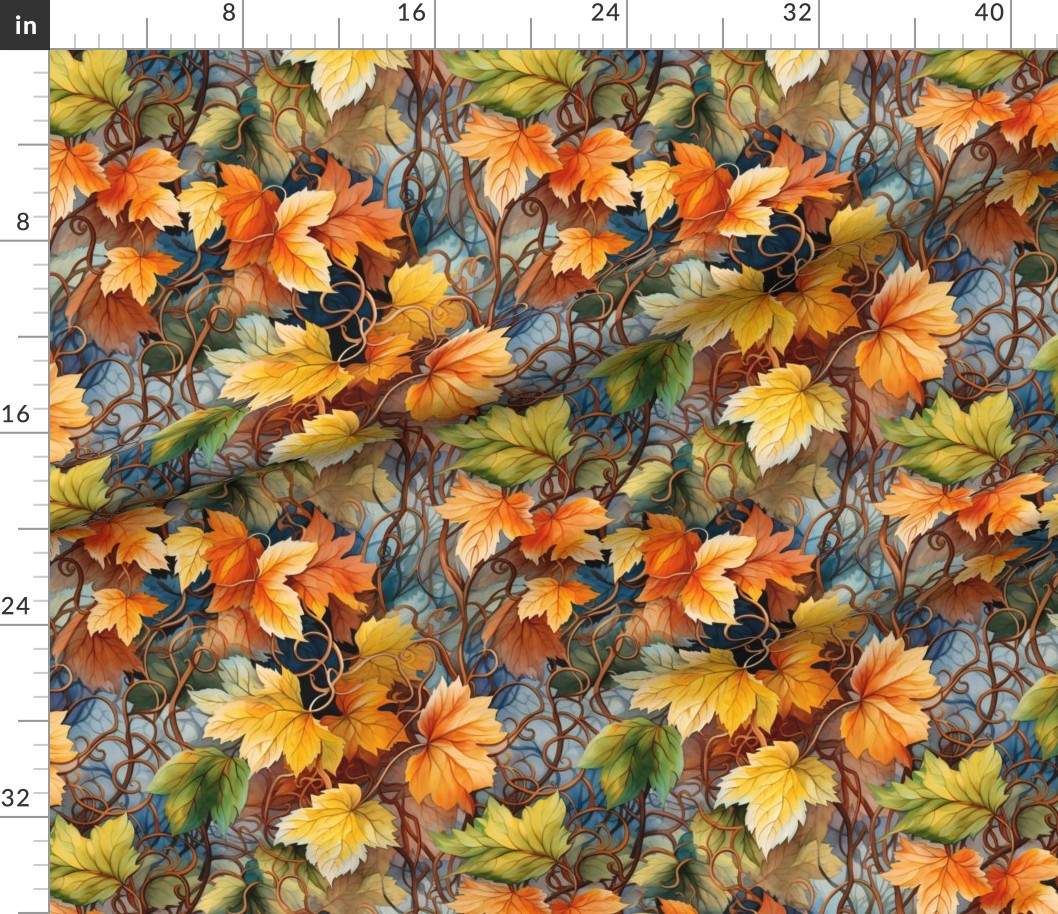 Fabric in Watercolor Autumn Leaves Flowers and Florals | Spoonflower