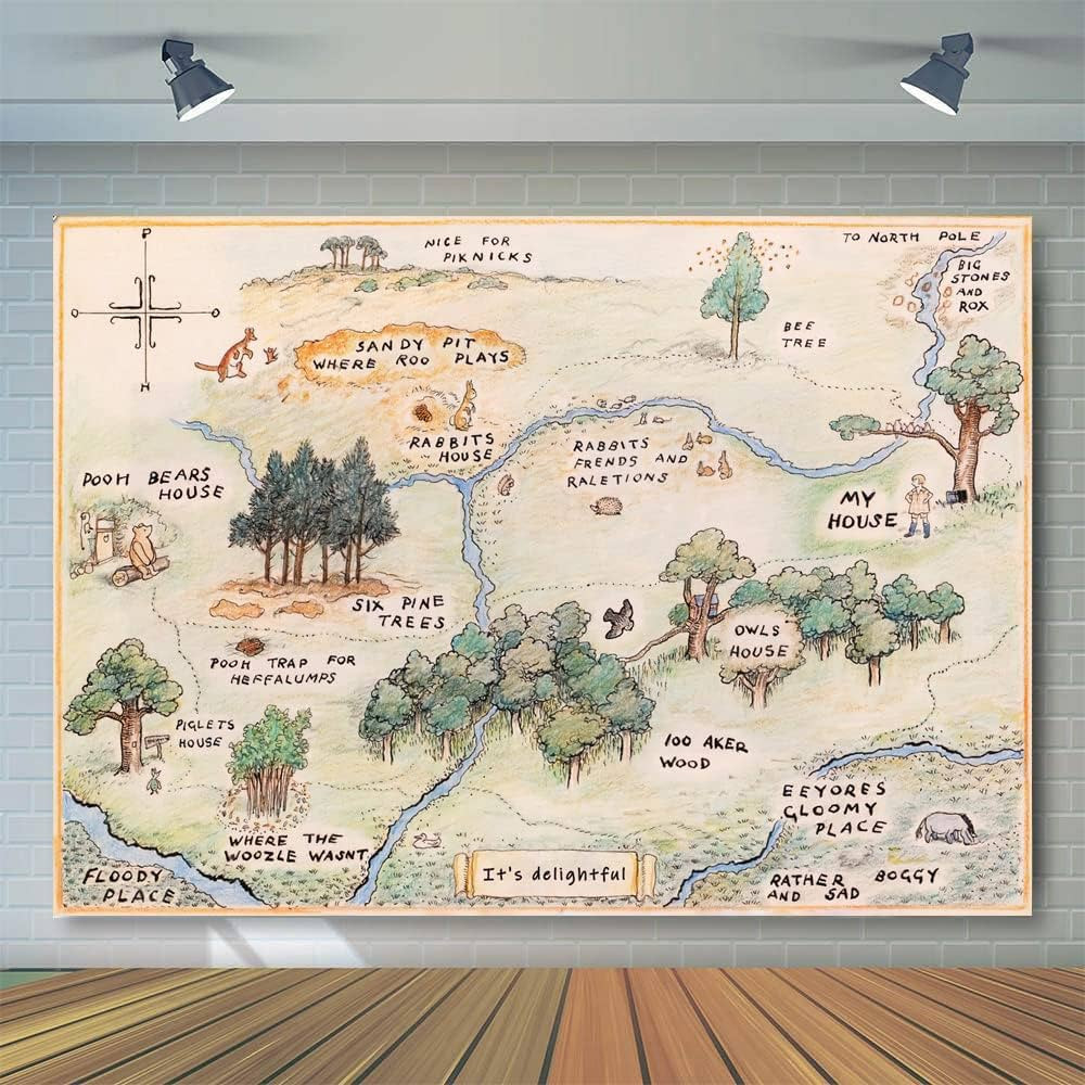 7x5FT 100 Acre Woods Bear Backdrop Children Baby Shower Cartoon Photography Background Baby Showe... | Amazon (US)