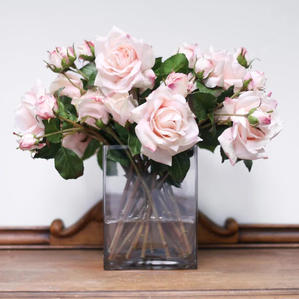 Blush Pink Rose Floral Arrangement | Wayfair North America