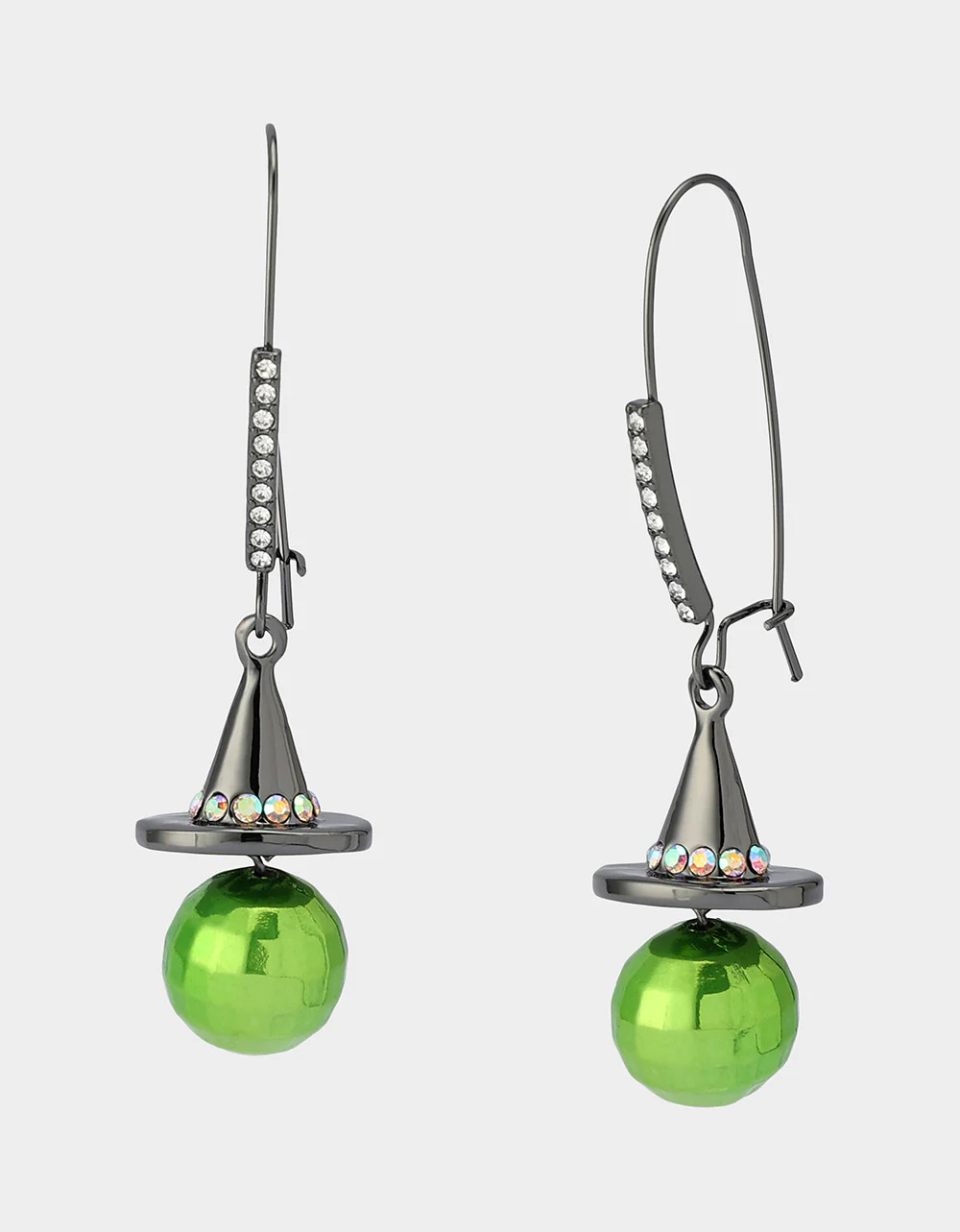 DISCO WITCH DROP EARRING GREEN Women's Halloween-Themed Disco Ball Witch Hat Hook Drop Earrings | Betsey Johnson