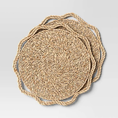 2pk Woven Seagrass with Wavy Border Charger New ivory - Threshold™ | Target