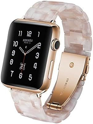 Herbstze for Apple Watch Band 38mm/40mm, Fashion Resin iWatch Band Bracelet with Metal Stainless ... | Amazon (US)