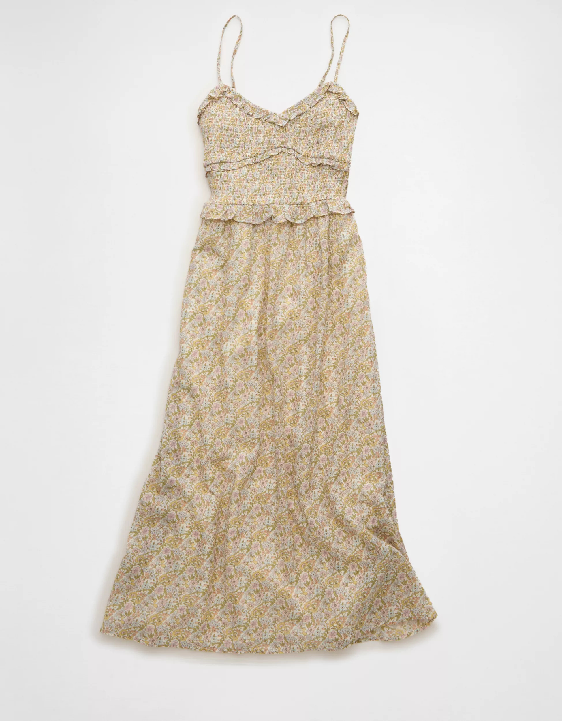 AE V-Neck Smocked Midi Dress | American Eagle Outfitters (US & CA)