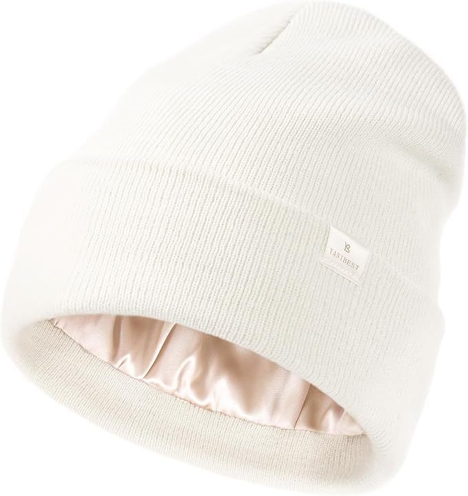 YANIBEST Womens Satin Lined Knit Beanie Hat Acrylic Winter Hats for Women Men Silk Lining Soft Sl... | Amazon (US)