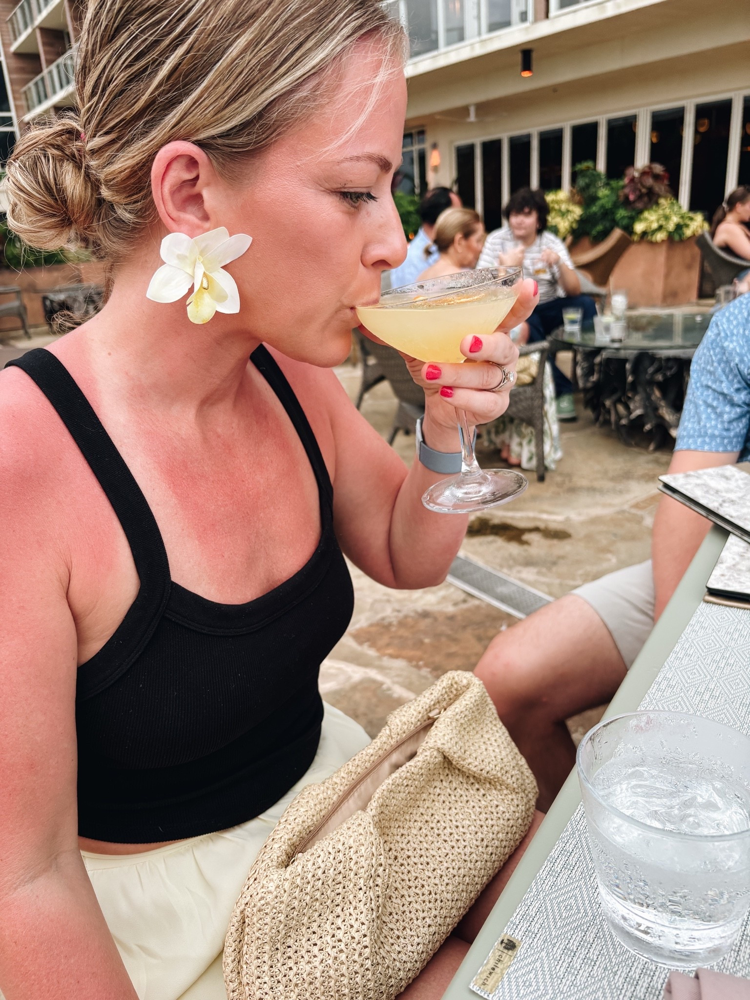 Butter yellow and orchid earrings 😘😘😘 black halter style top raffia clutch 

Vacation outfit, summer dinner look

#LTKPetite #LTKTravel #LTKSeasonal