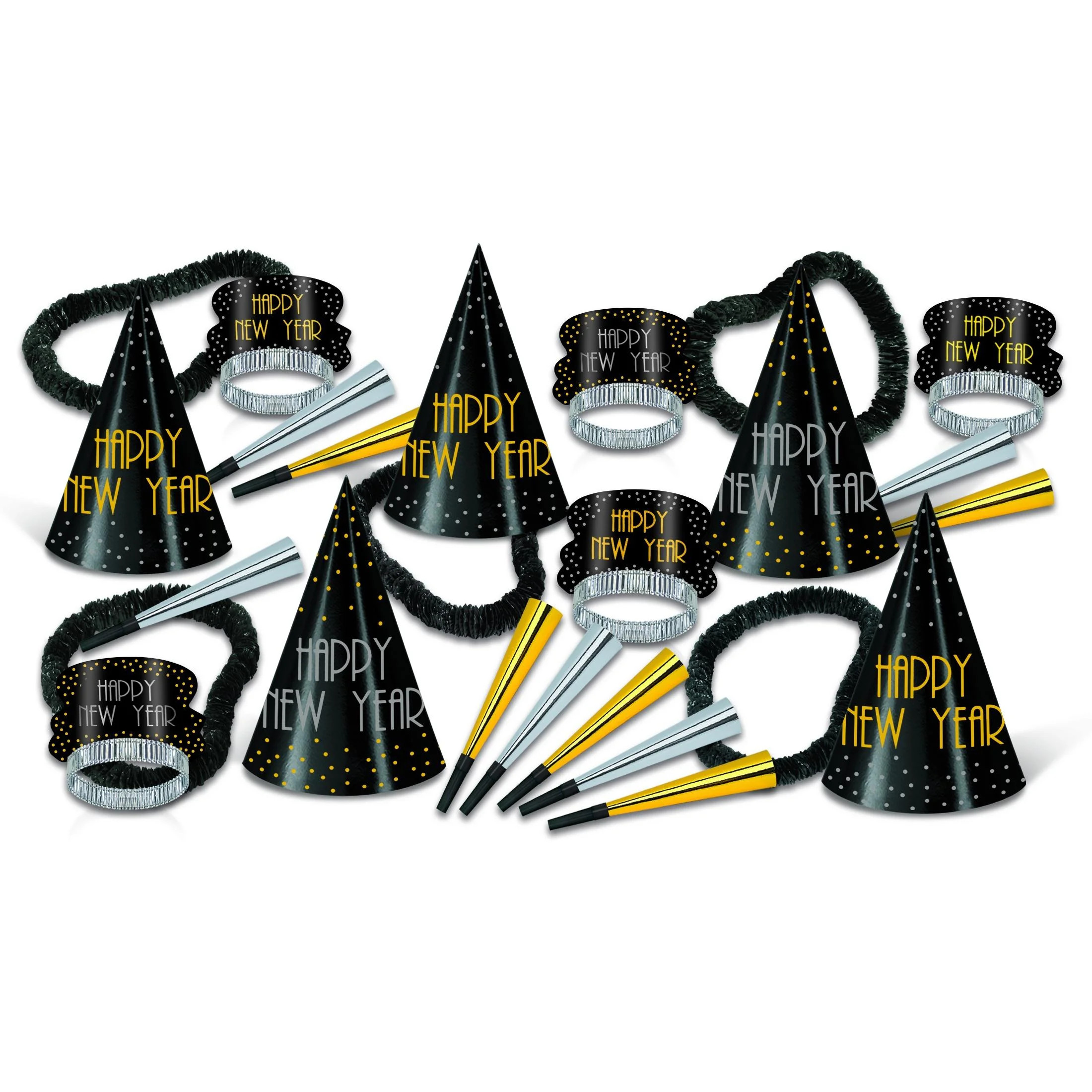 Beistle New Year’s Eve Black, Gold, and Silver Hollywood Lights Party Kit for 10 People | Walmart (US)