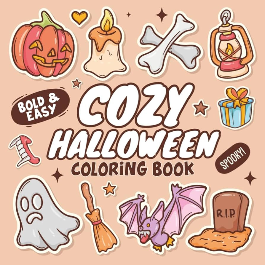 Cozy Halloween Coloring Book for Teens and Adults: +49 Spooky Cute Hygge Scenes and Cute Characte... | Amazon (US)