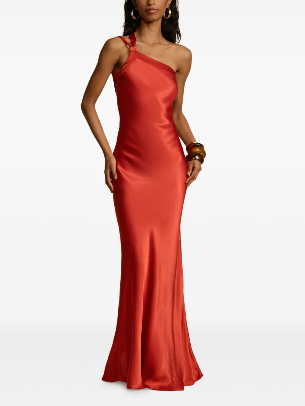ARCINA ORI Monique asymmetric tie gown dress - Red | Farfetch Global