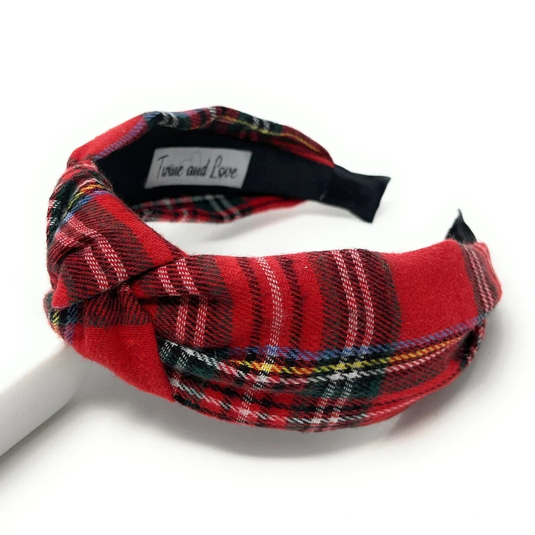 Plaid Knotted Headband Flannel Knot Headband Plaid Print - Etsy | Etsy (US)