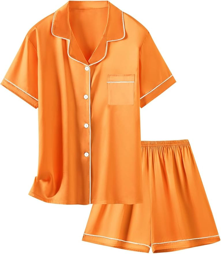 Girls & Womens Satin Pajamas Set, Silk Button-Down Sleepwear 2 Piece Nightwear, 3 Years - Women X... | Amazon (US)