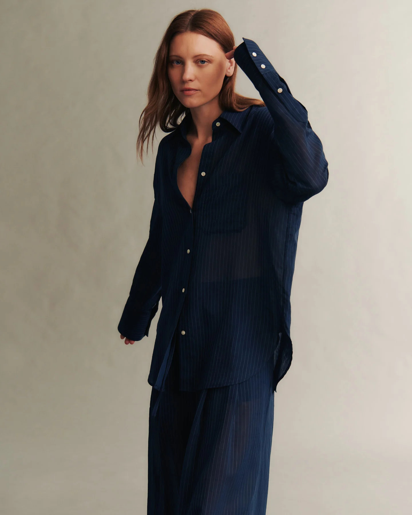 Big Joe Shirt in Cotton Silk Pinstripe | TWP