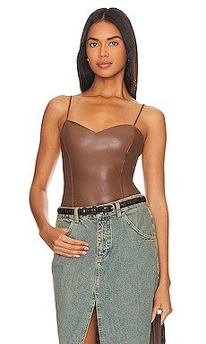 HEARTLOOM Simi Faux Leather Cami in Cafe from Revolve.com | Revolve Clothing (Global)