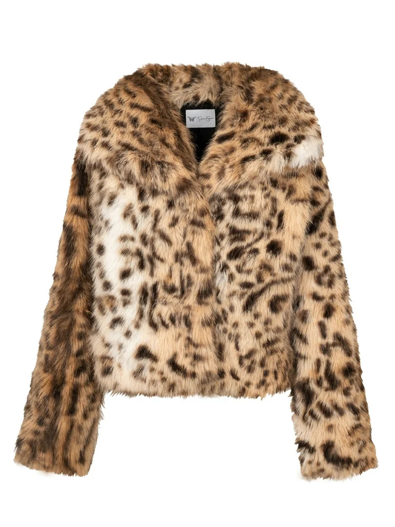 Jessica Simpson Women's Round Collar Faux Fur Jacket, Sizes XS-XXL | Walmart (US)