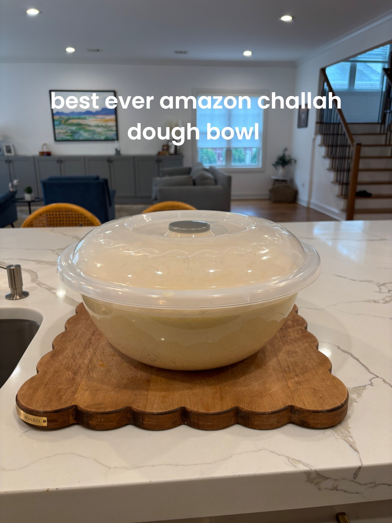 Just buy it. It is the best challah dough bowl with a lid to rise the dough with room and cover and fits inside standard refrigerator for overnight rises 