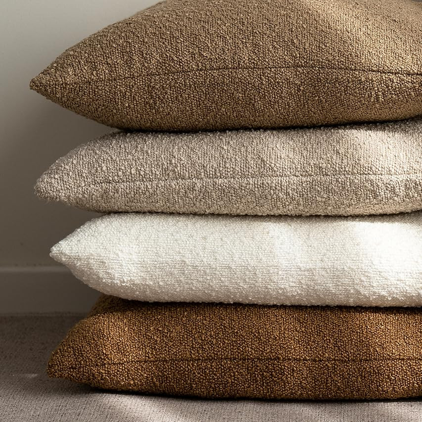 Foindtower Pack of 2 Textured Boucle Throw Pillow Covers Accent Solid Pillow Cases Cozy Soft Deco... | Amazon (US)