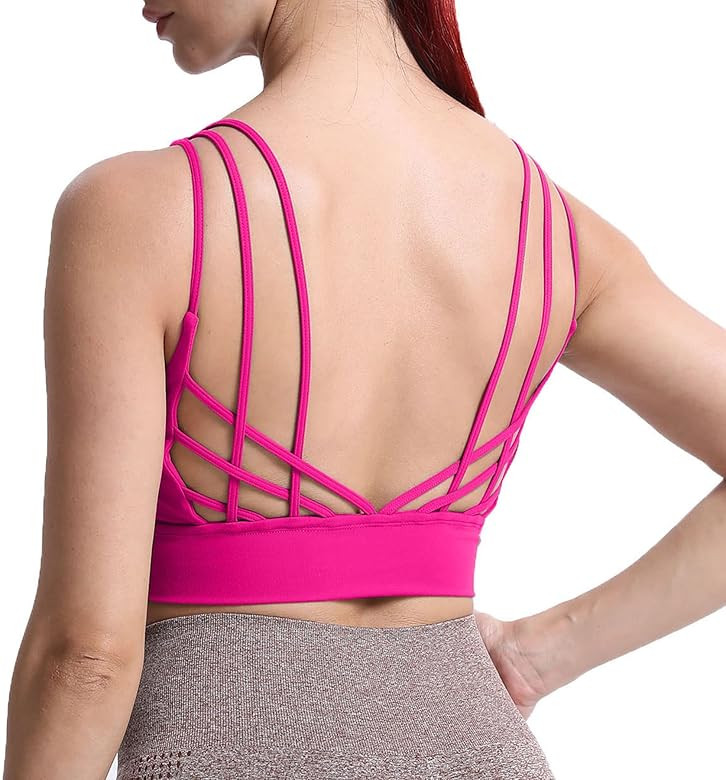 Aoxjox Caged Sports Bras for Women High Impact Fitness Running Multi-Cross Back Training Yoga Crop T | Amazon (US)