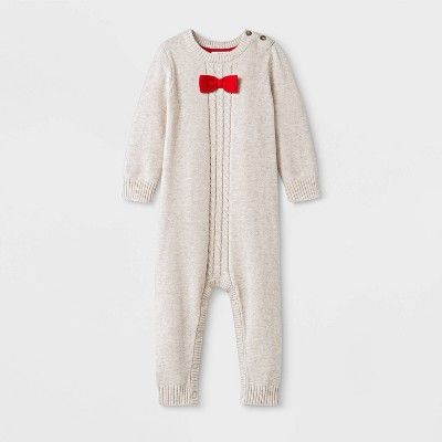 Baby Boys' Holiday Sweater Romper - Cat & Jack™ Cream | Target