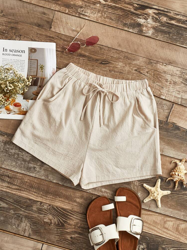 Knot Front Solid Shorts | SHEIN