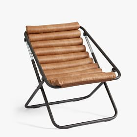 Faux Leather Caramel  Channeled Sling Chair | Pottery Barn Teen