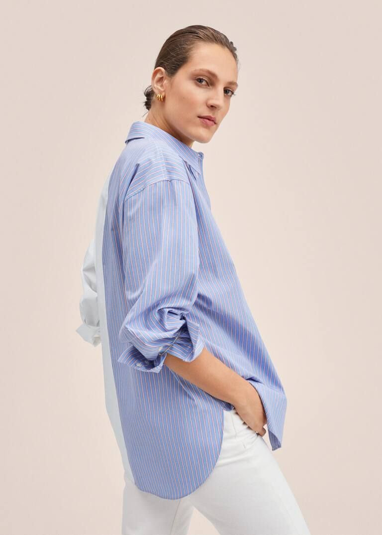 Contrasting cotton-blend shirt | MANGO (US)