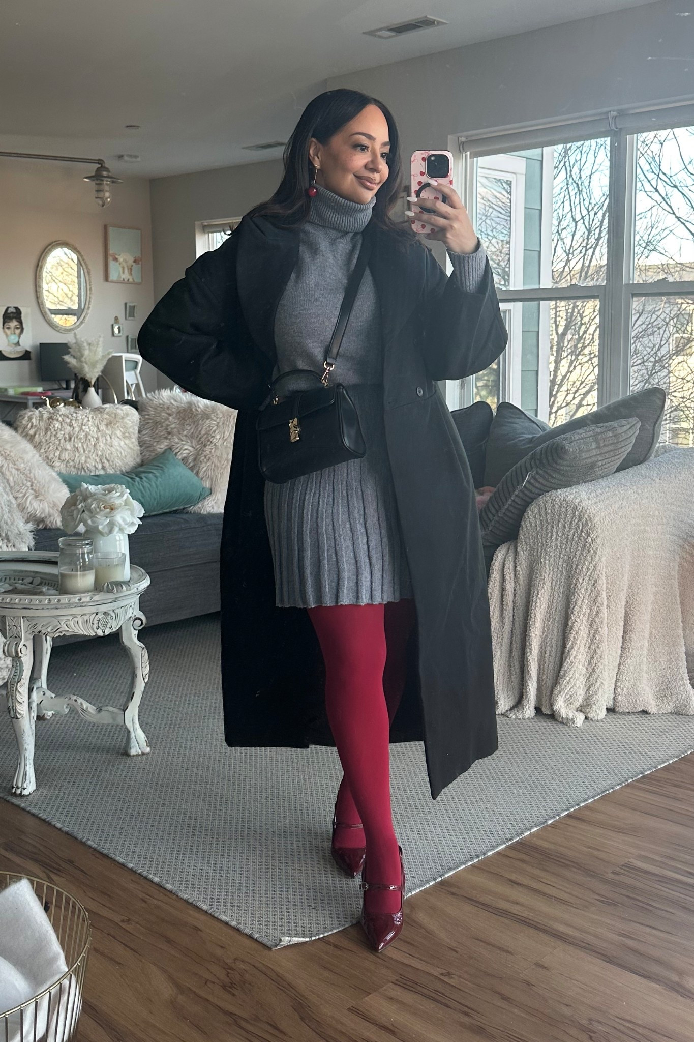 Casual daytime date outfit for winter. Gray and burgundy are colors I love paired together. Set fits true to size and comes in multiple colors. 🫶🏽

#LTKootd #LTKOver40 #LTKPetite