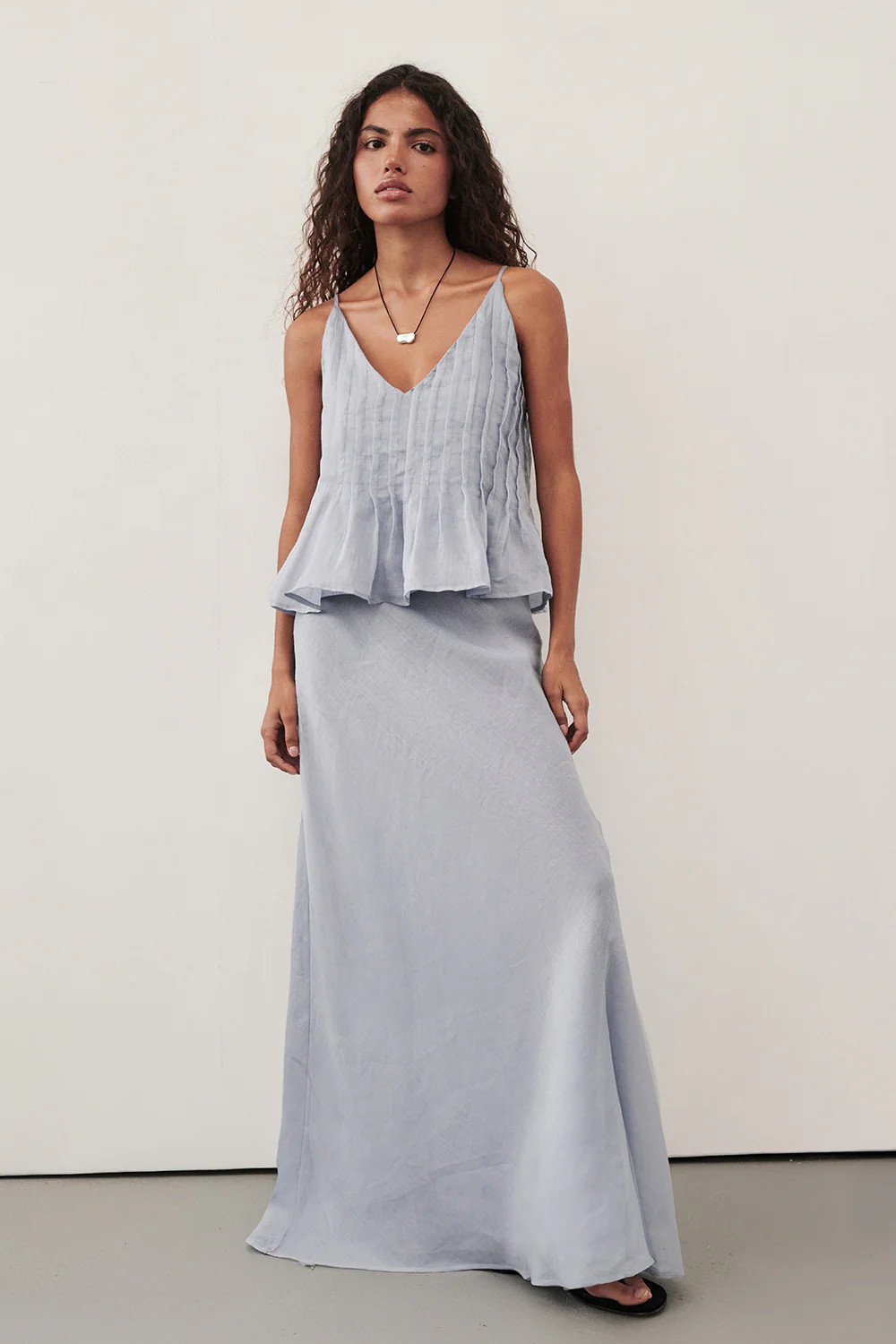 TAHLIA DUSTY BLUE RAMIE TOP | DISSH