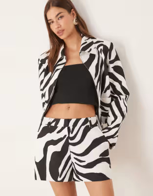 ASOS DESIGN high waisted shorts in zebra - part of a set | ASOS (Global)