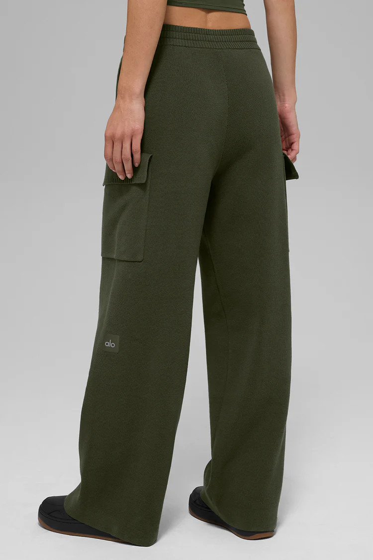 Scholar Knit High-Waist Cargo Pant - Green Olive | Alo Yoga (US)