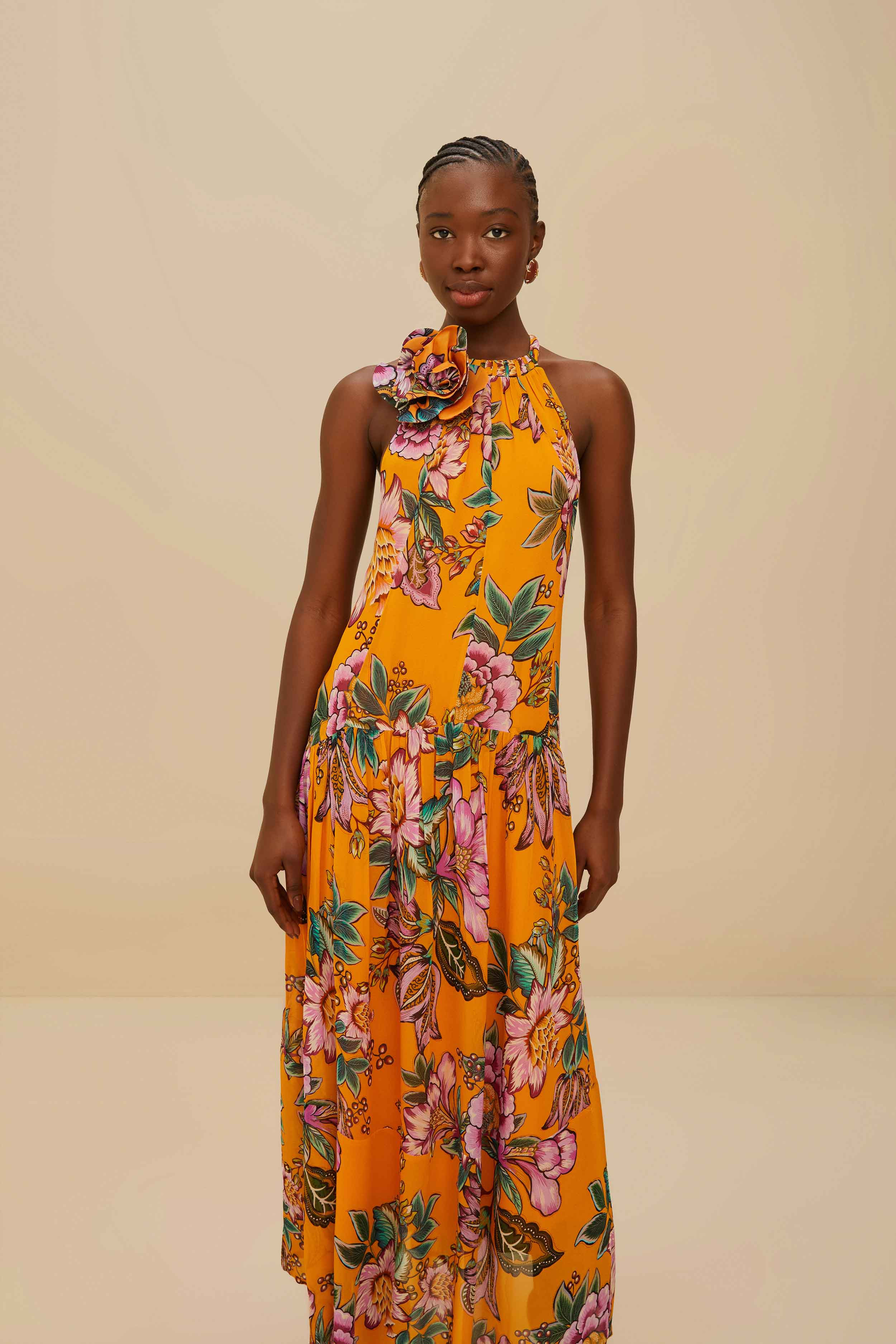 Orange Wonderful Bouquet Maxi Dress | FarmRio (US)