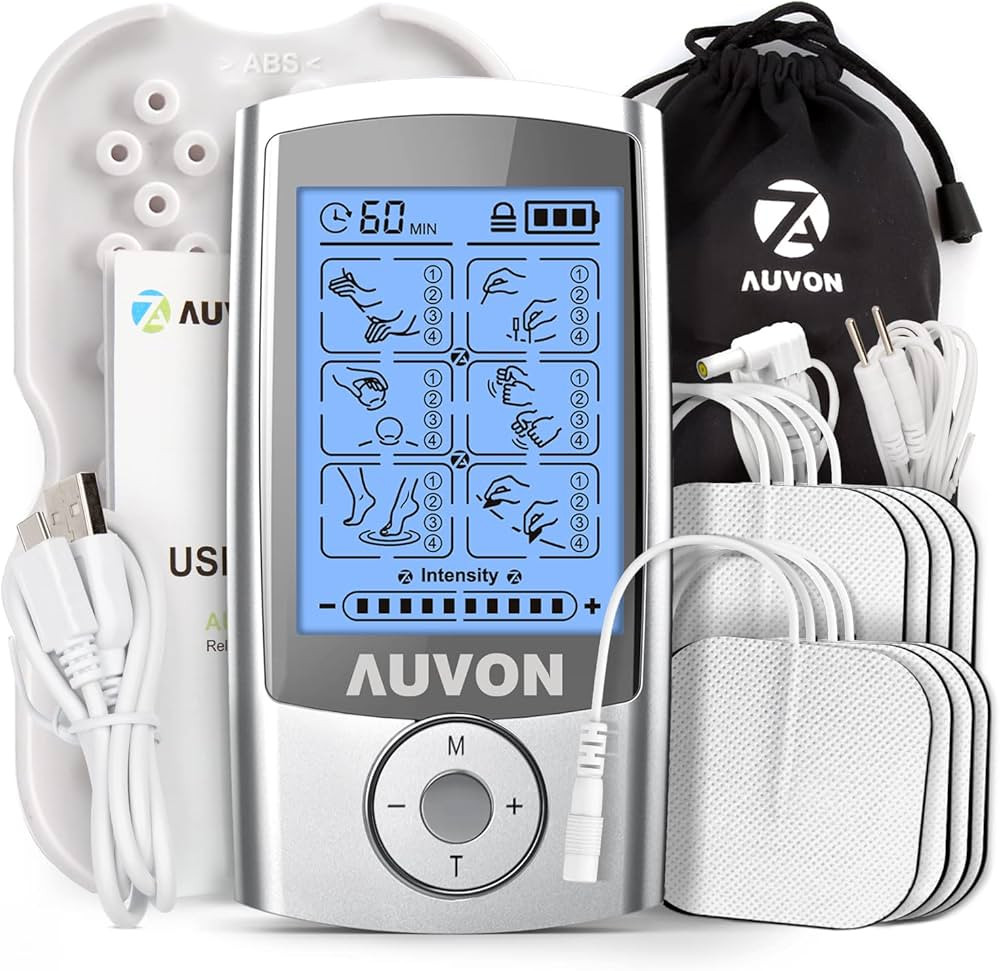 AUVON Rechargeable TENS Unit Muscle Stimulator, 24 Modes 4th Gen TENS Machine with 8pcs 2"x2" Pre... | Amazon (US)