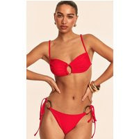 Red O Ring Trim Bikini Top | PrettyLittleThing US