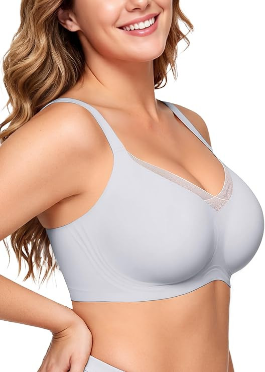 OEAK Womens Wireless Jelly Bras V Mesh Comfortable Bralette Supportive Tshirt Bra No Underwire Se... | Amazon (US)