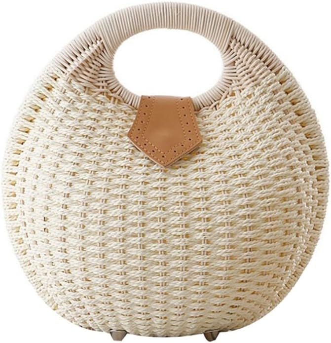 Women Straw Clutch Mini Rattan Shell Shape Tote Handbag Fashion Summer Woven Beach Bag Purse Whit... | Amazon (US)