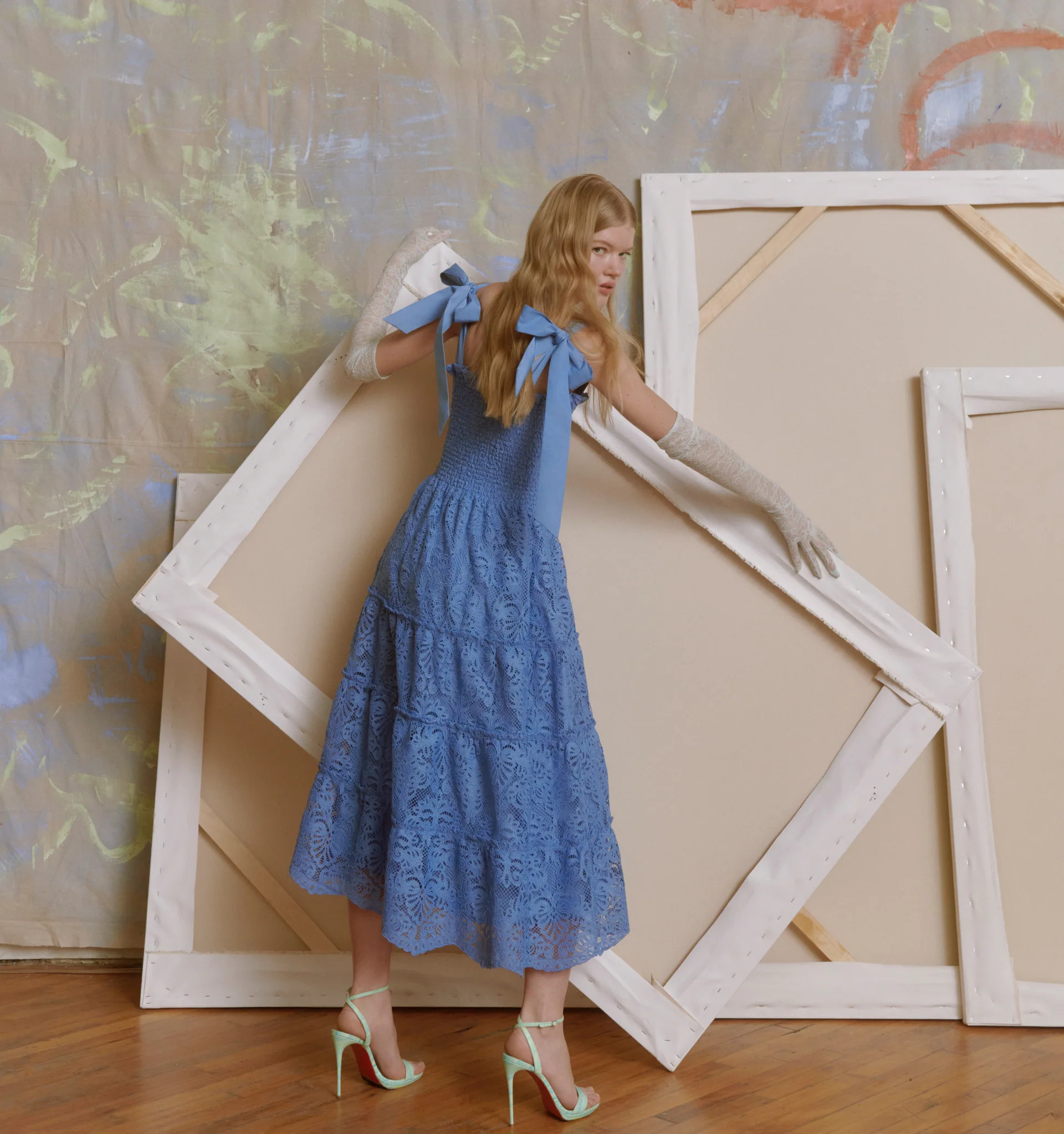 The Ribbon Ellie Nap Dress - Sky Blue Lace | Hill House Home US