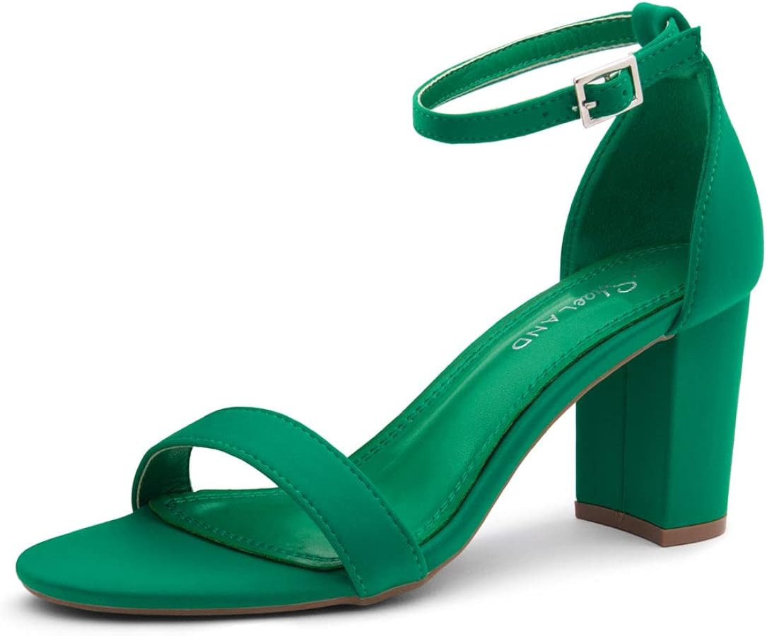 Shoe Land Womens Madeline Chunky Low Heels Open Toe Ankle Strap Block Heeled Sandals Dress Pump W... | Amazon (US)