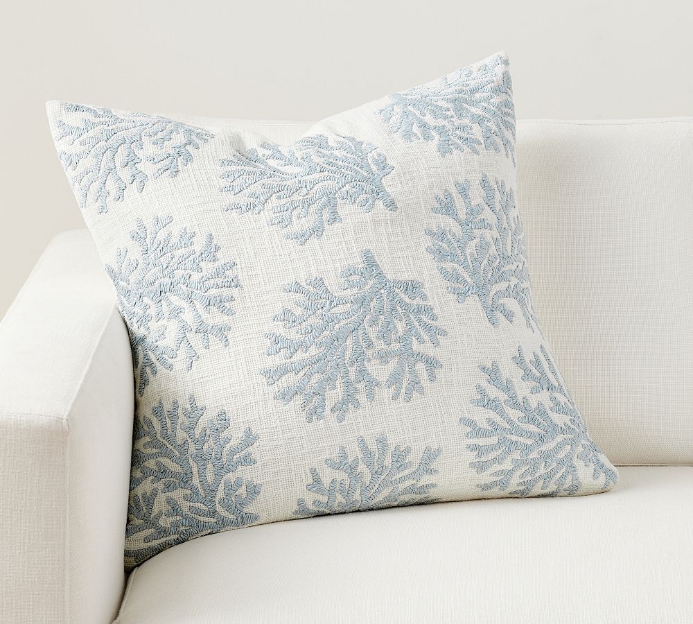 Coral Embroidered Pillow | Pottery Barn (US)