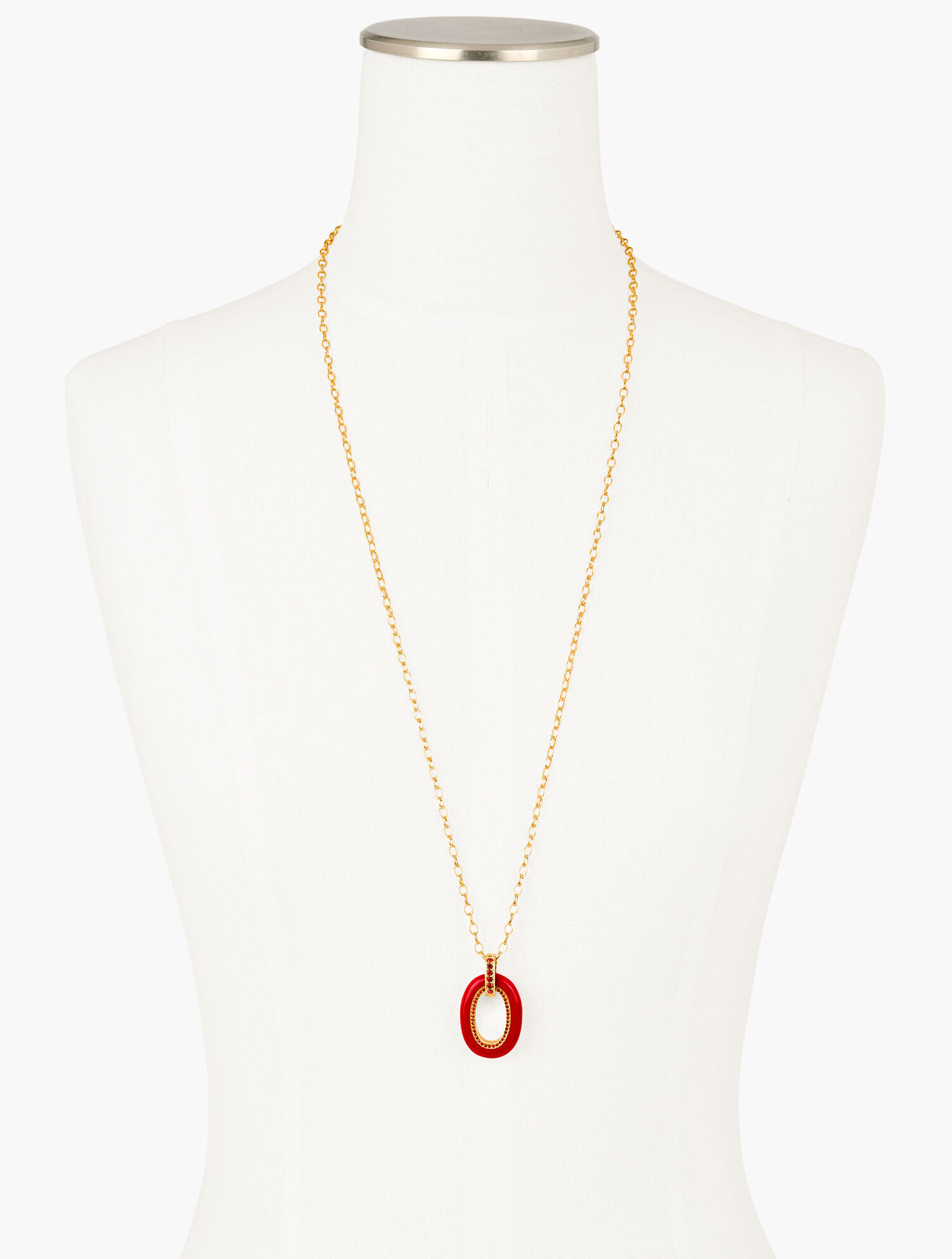Oval Enamel Pavé Pendant Necklace | Talbots
