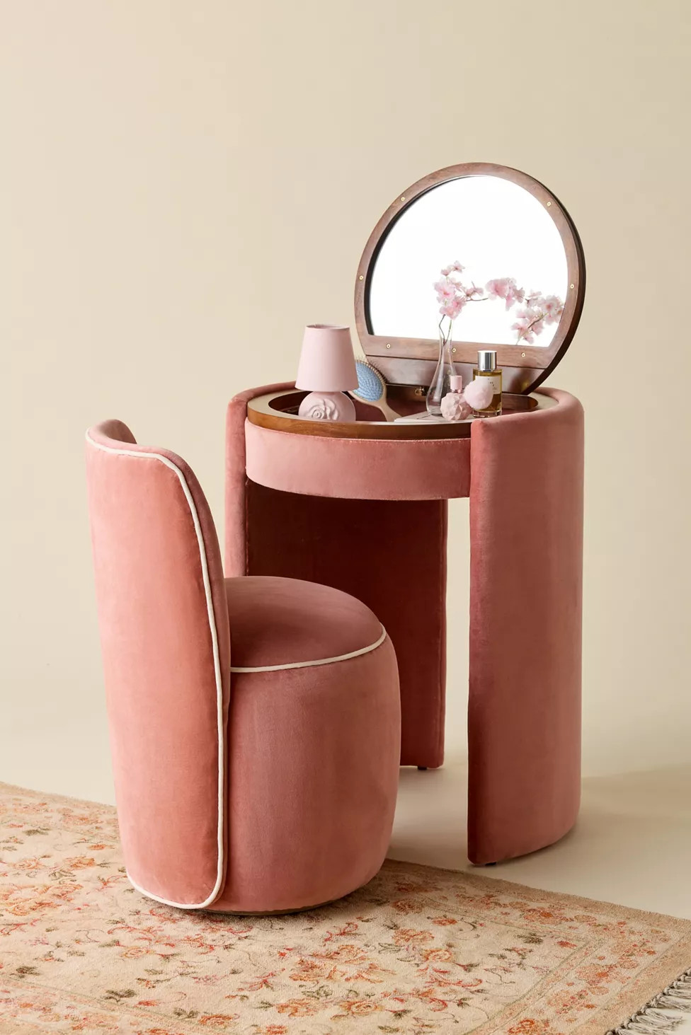 Jane Upholstered Vanity & Stool Set | Urban Outfitters (US and RoW)