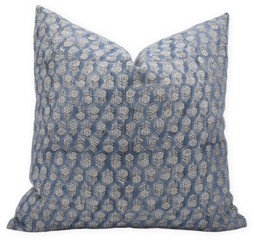 Fabdivine Boho Floral Cushion Cover Handmade Thick Linen Block Print Pillow- Tulsi Buti | Wayfair North America