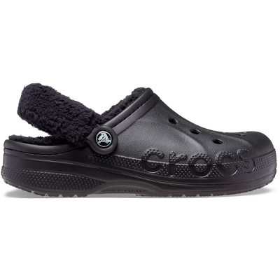 Crocs Adult Baya Lined Fuzz Strap Clog Slippers, Black/Black, W9/M7 | Target