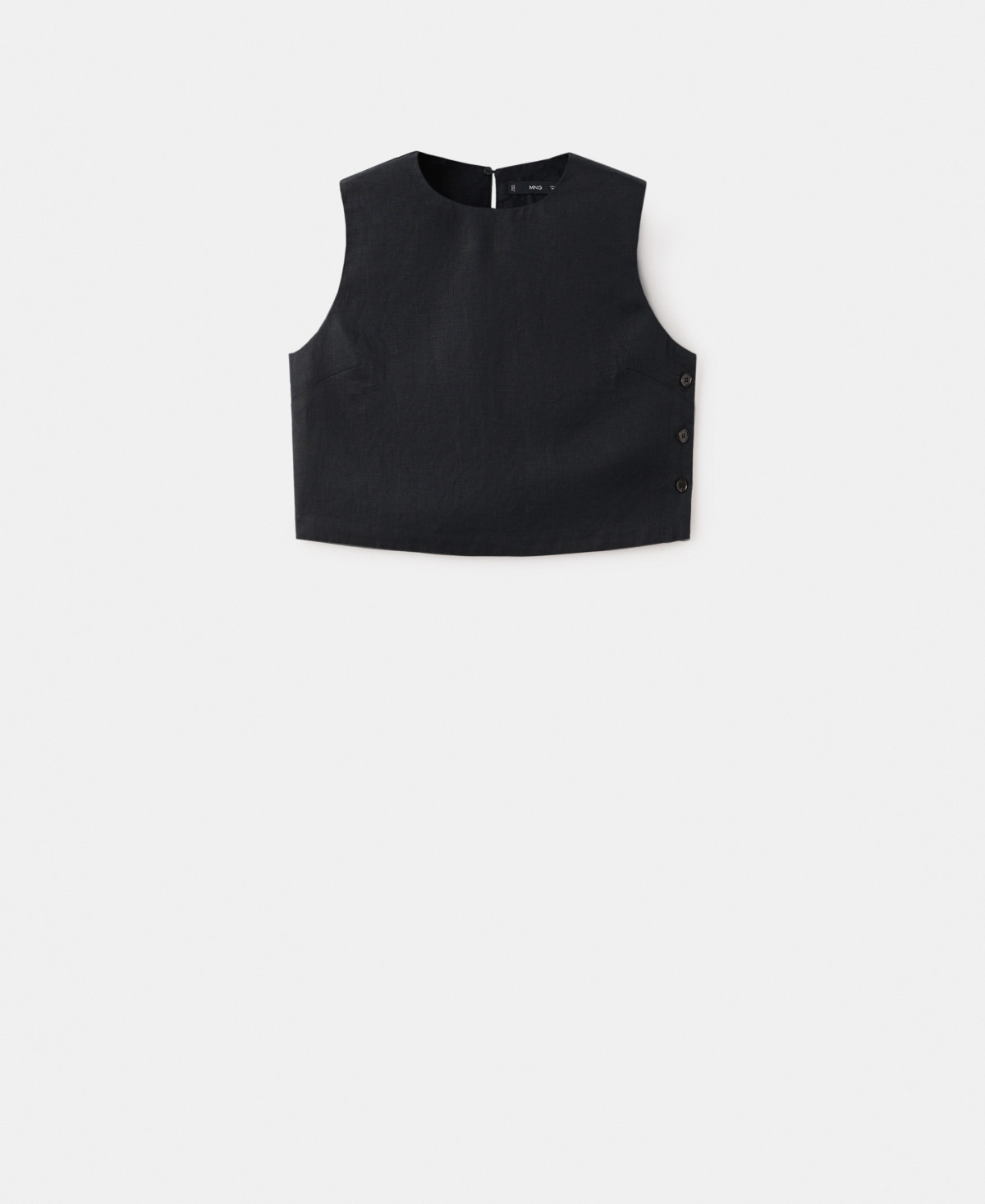 Mango Women's Linen Crop Top - Black | Macy's