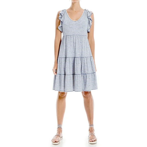 Max Studio Women's Short Sleeve Fit N Flare Jersey Dress | Walmart (US)