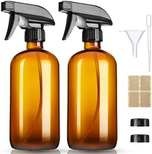 Sally's Organics 16oz Amber Glass Spray Bottle for Thieves Cleaner, Essential Oils, Cleaning Solu... | Amazon (US)