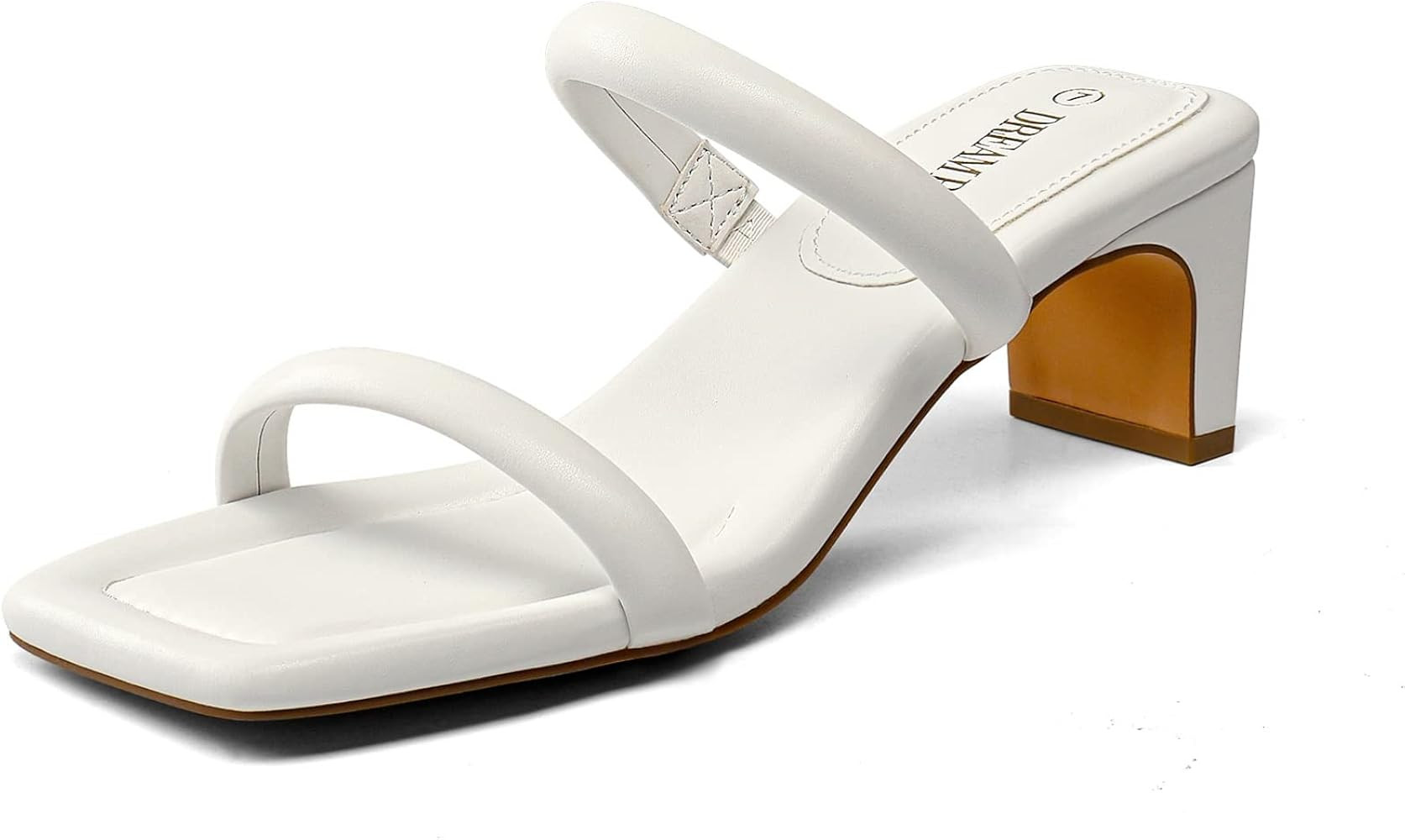 DREAM PAIRS Women's Square Toe Heels for Women Two Strap Open Toe Low Block Chunky Heels Sandals ... | Amazon (US)