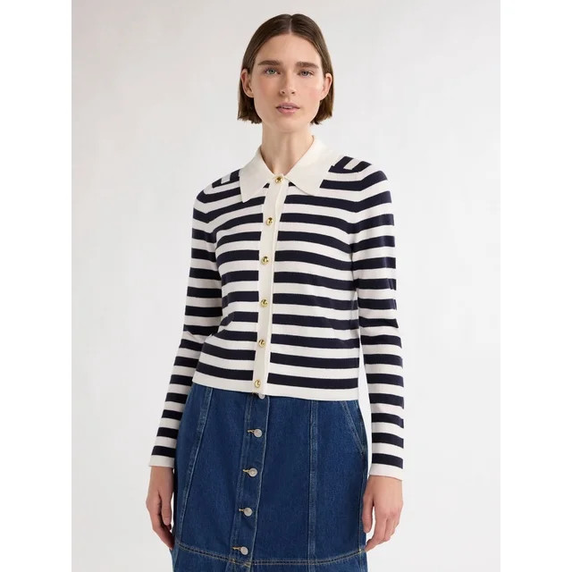 Free Assembly Women’s and Women's Plus Cozy Yarn Collared Cardigan Sweater with Long Sleeves, L... | Walmart (US)