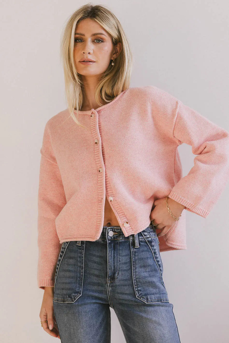 Carlie Knit Cardigan in Pink | Böhme US