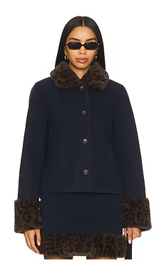 LPA Robby Jacket in Navy And Leopard Faux Fur from Revolve.com | Revolve Clothing (Global)