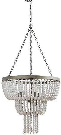 Creative Co-Op DA8263 Metal Pendant Lamp with White Wood Beads 42-Lighting-Hanging, Natural | Amazon (US)