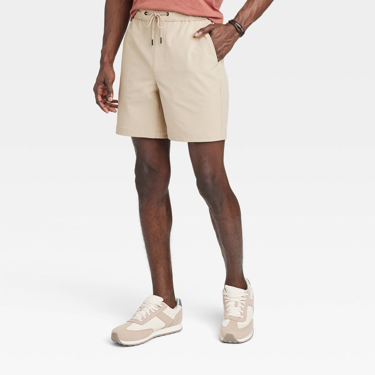 Men's 7" Regular Fit Tech Pull-On Shorts - Goodfellow & Co™ Light Taupe | Target
